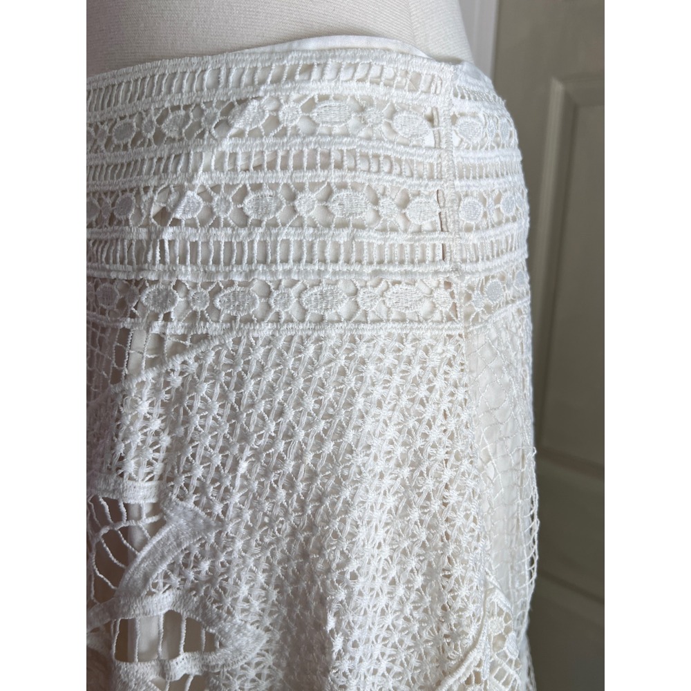 Farm Rio Maxi Skirt S Womens Guipure Lace Butterfly Off White Boho Romantic - Picture 14 of 15